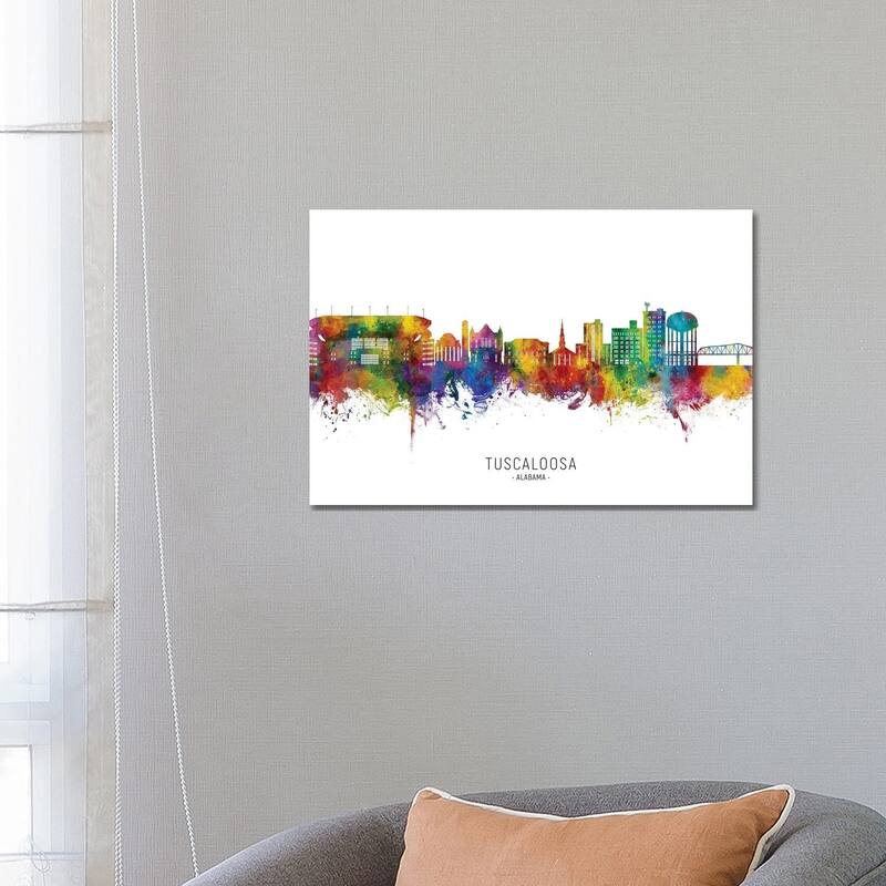 iCanvas "Tuscaloosa Alabama Skyline City Name" by Michael Tompsett Canvas Print - 18x26x1.5