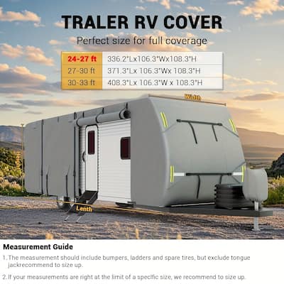 RV Travel Trailer Cover, 7 Layers Waterproof Snowproof Camper Cover