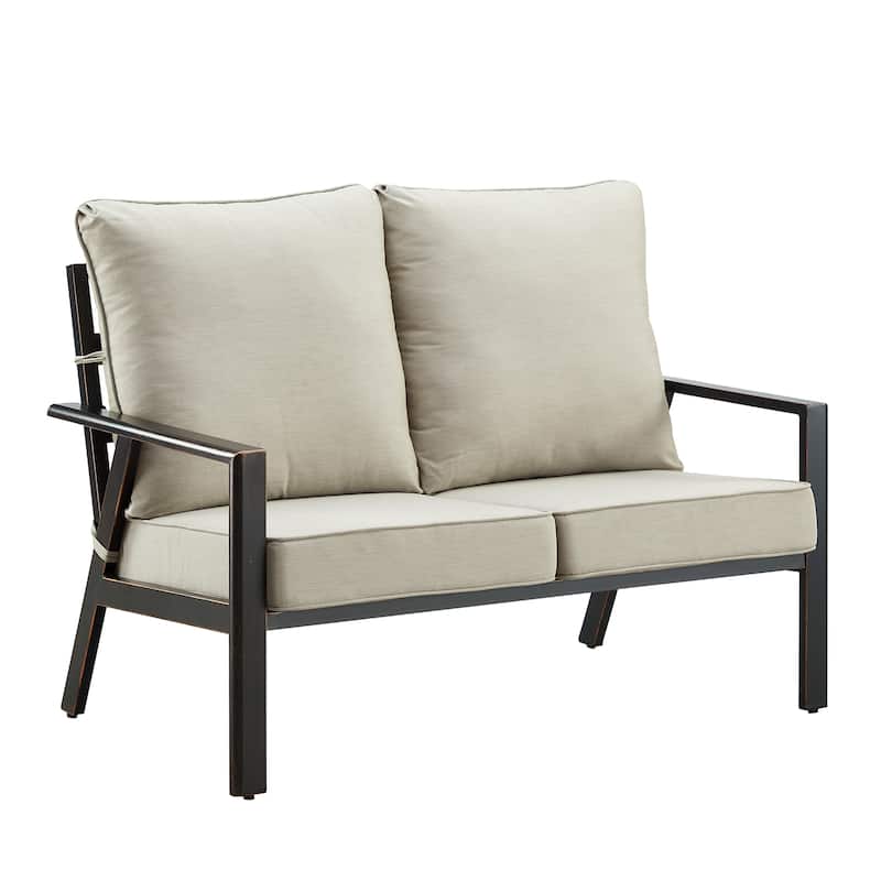 Black Aluminum Deep Seating Deep Seating Loveseat with Cushions