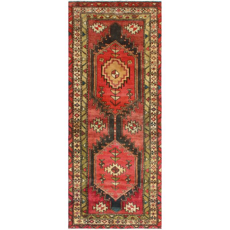 Fine Vintage Distressed Roshanak Red/Charcoal Runner - 3'2" x 7'7"