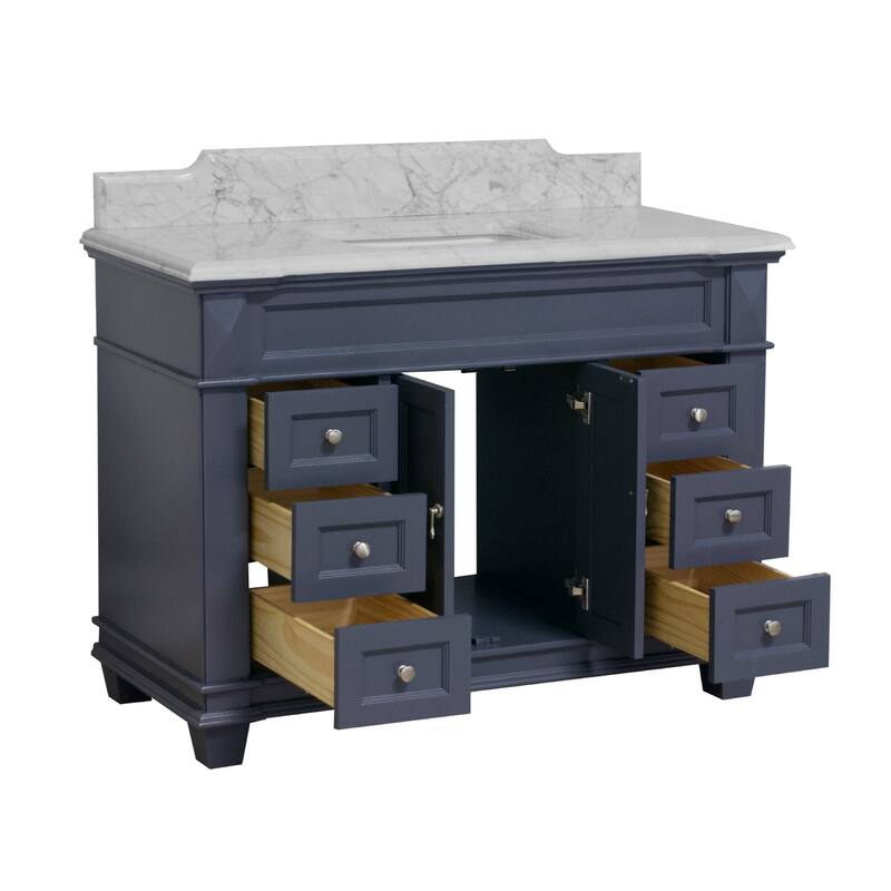 KitchenBathCollection Elizabeth 48" Bathroom Vanity with Carrara Marble Top