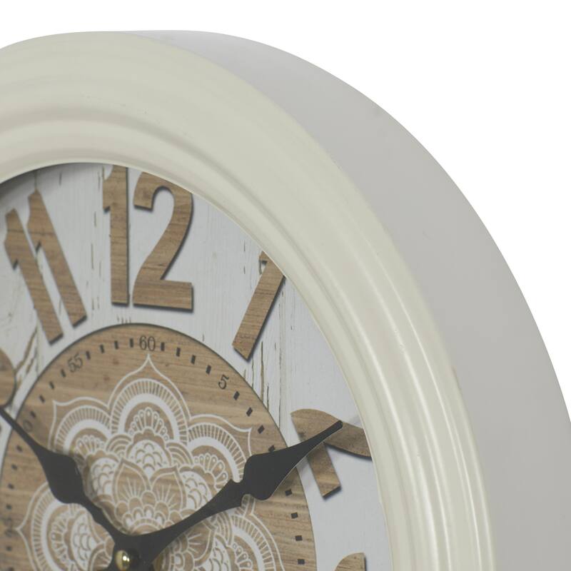 Metal Fluted Frame Decorative Wall Clock - White - Roche River Decor