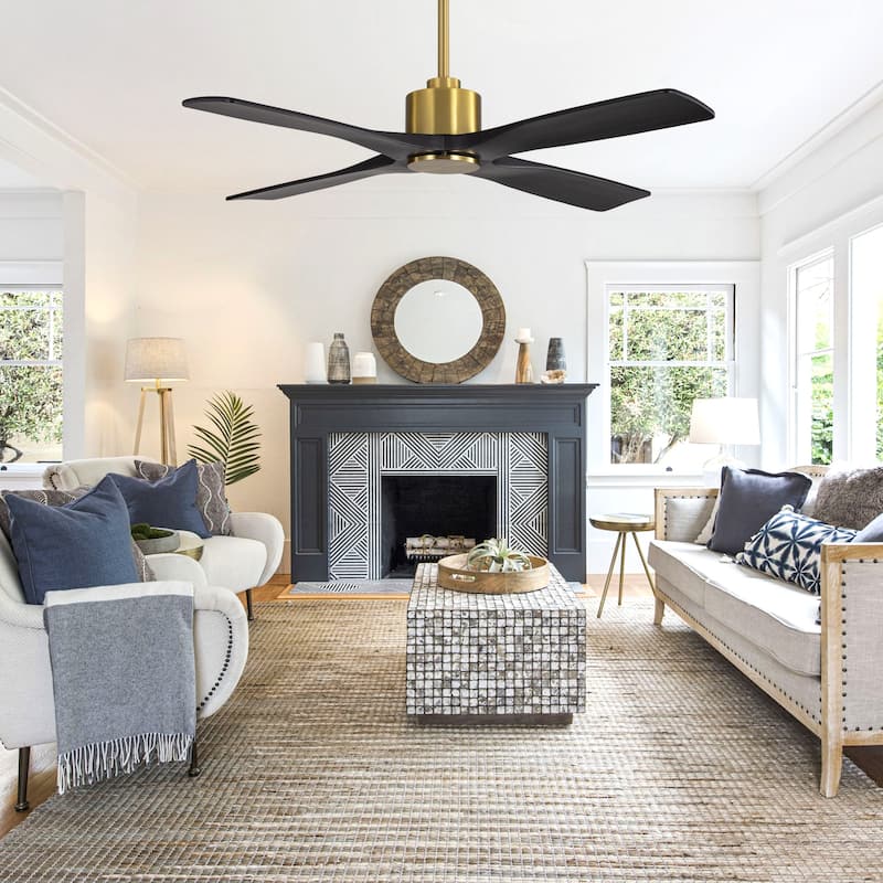 MLiAN 54 inch 4 Soild Wood Blades Indoor Ceiling Fan with Remote - 54 inch