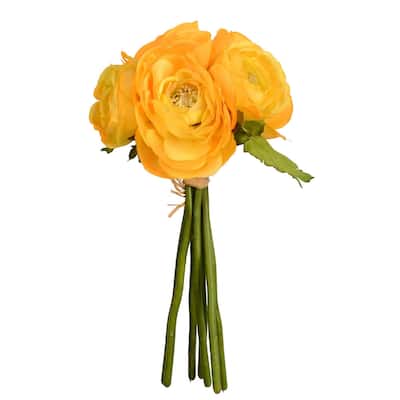 Vickerman 9" Artificial Mini Yellow Ranunculus Spray, Set of 3