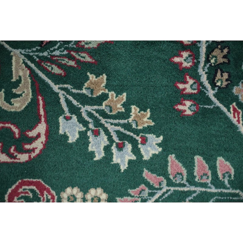Hand Knotted Oriental 100% Wool Carpet Traditional All-Over Green Agra Area Rug - 12' 1'' X 9' 1''