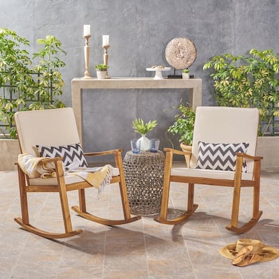 Candel Outdoor Acacia Wood Rocking Chair (Set of 2) by Christopher Knight Home