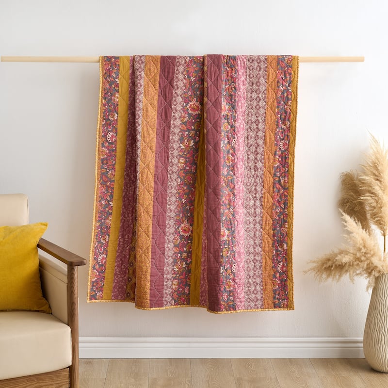 Greenland Home Fashions Marigold Vintage Boho Reversible Paisley Throw