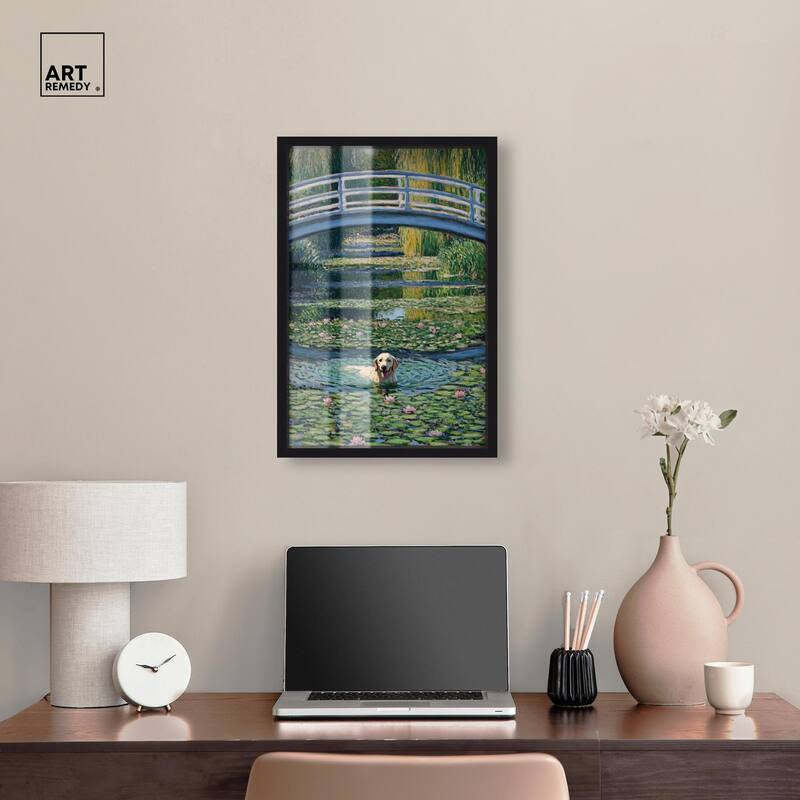 The Pond Under the Bridge Shadowbox by Art Remedy