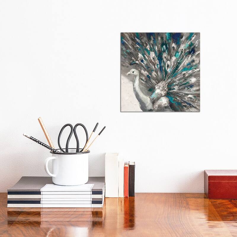 iCanvas 'Proud Peacock II' by Julianne Marcoux Canvas Print Wall Art - 12x12x1.5