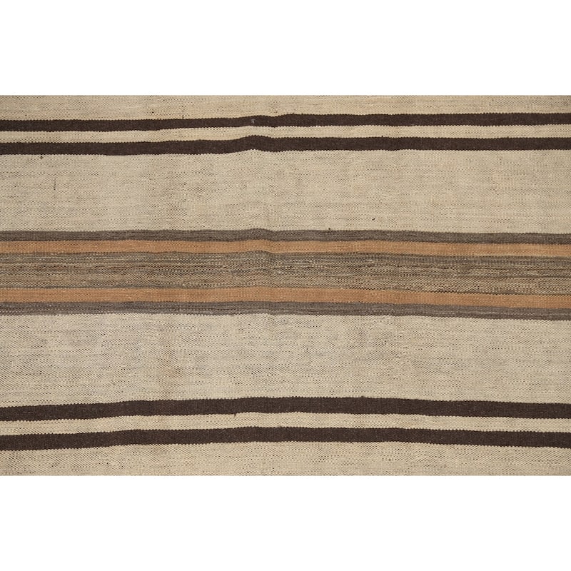 Natural Dye Striped Kilim Contemporary Wool Area Rug Flat-weave Carpet - 5'0" x 6'6"