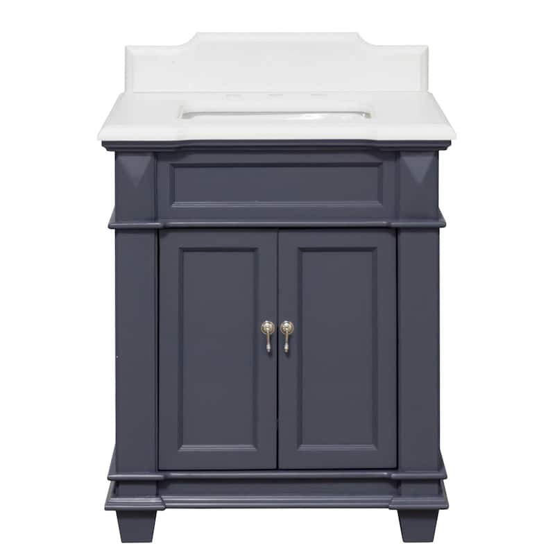 KitchenBathCollection Elizabeth 30" Bathroom Vanity with Quartz Top