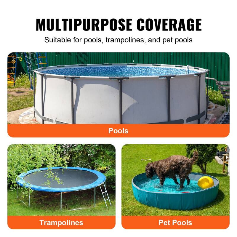 Round Pool Cover Waterproof Solar Cover for Above Ground Pools Black