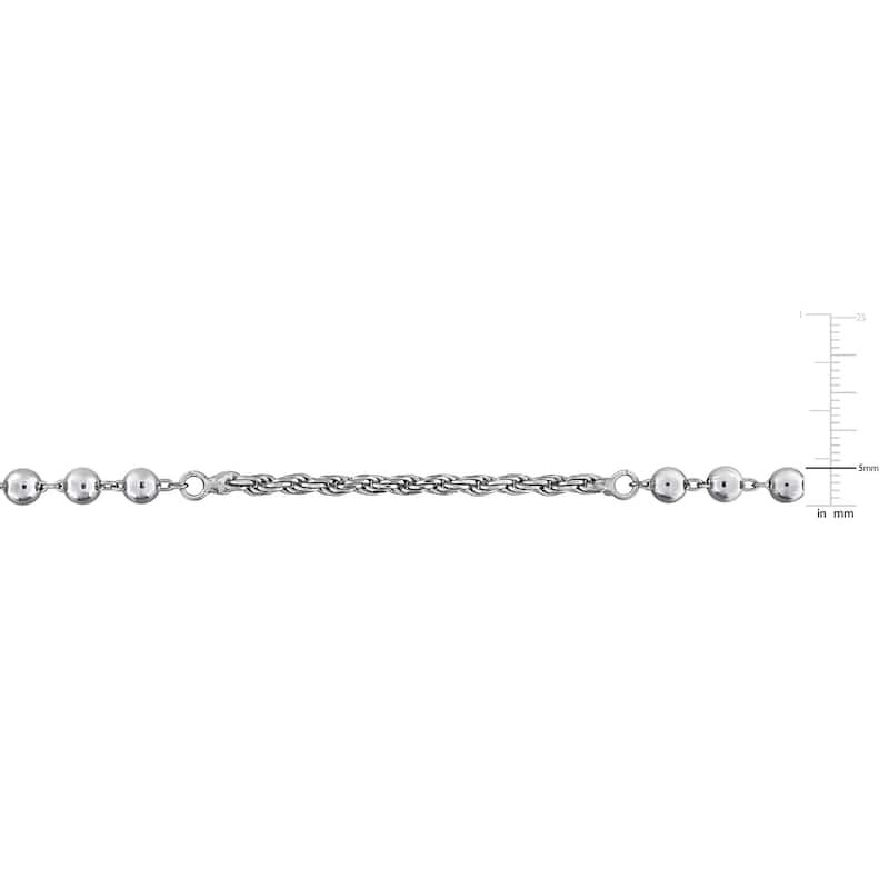 Miadora 2.5mm Rope 5mm Bead Necklace in Sterling Silver