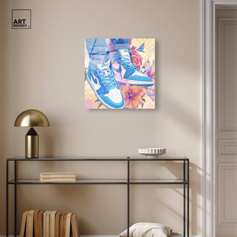 Sneakers in Bloom Acrylic by Art Remedy, Ready to Hang