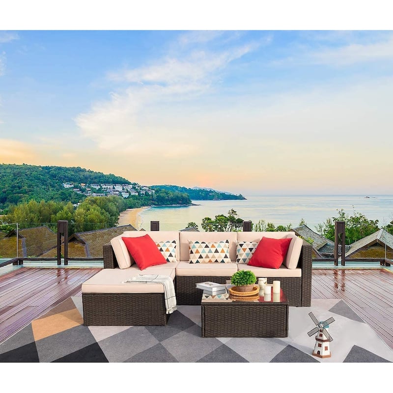 5 Pieces Patio Furniture Set Outdoor Sectional Sofa Outdoor Furniture