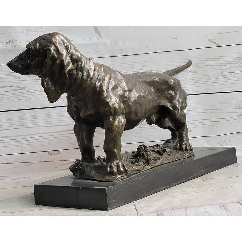 Bet Hound Imitative Dog Figure Art Deco Bronze Sculpture On Marble Base Figurine Gift