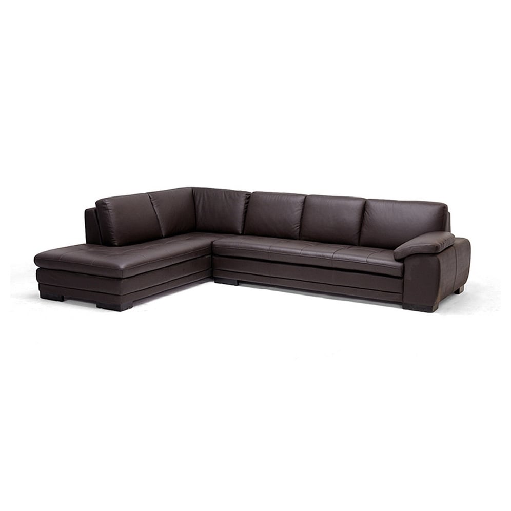 Shop Diana 2pcs Dark Brown Leather Sofa Chaise Sectional Reverse