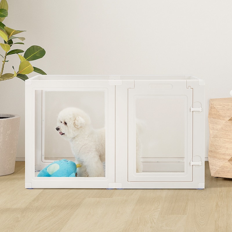 Erommy Clear Pet Pen with Door - Easy Assembly Playpen for Puppies, Cats, Dogs, Rabbits, and Small Animals
