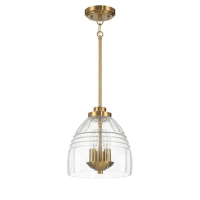 Three Candle Lights Chain Pendant With Clear Glass - Satin Brass