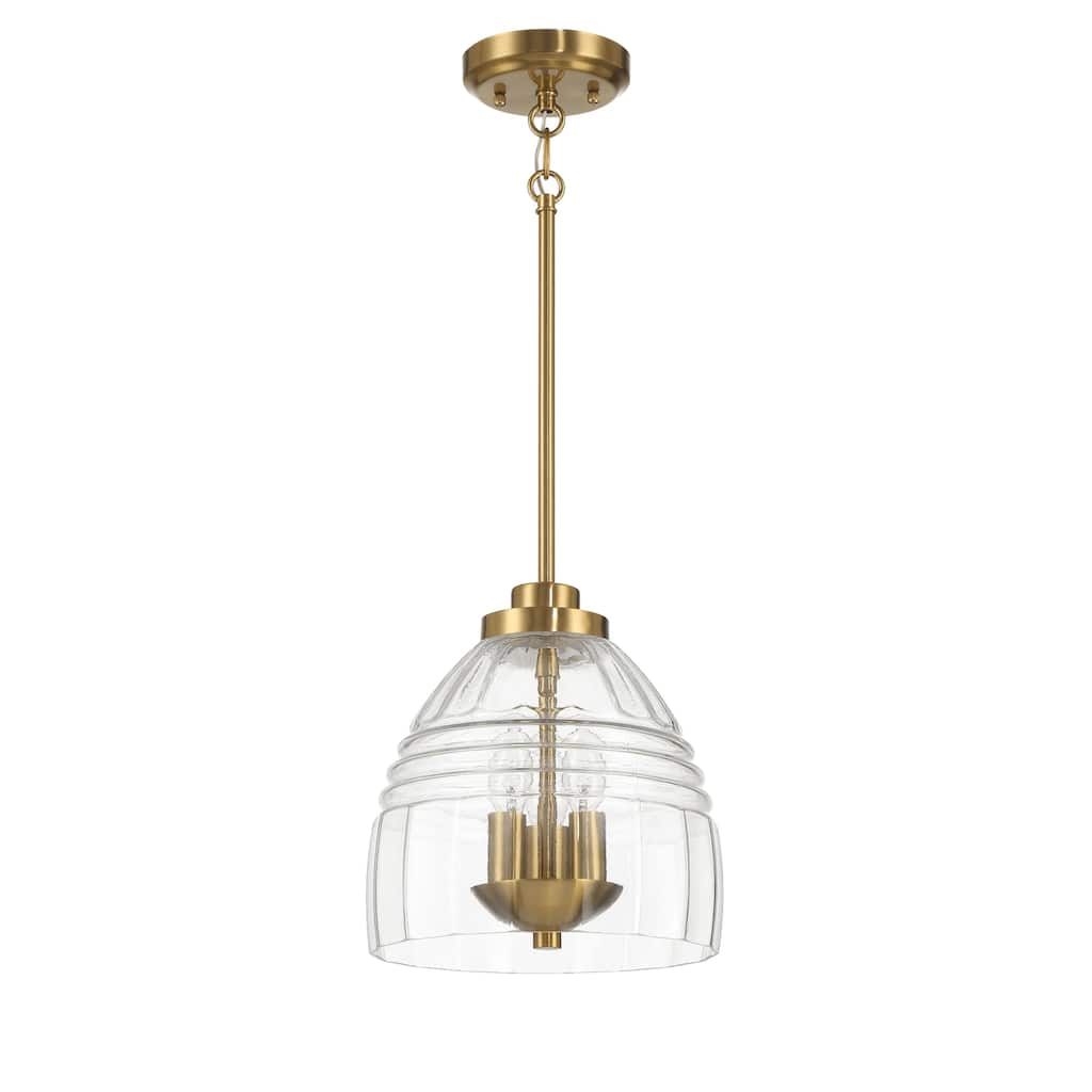 Three Candle Lights Chain Pendant With Clear Glass - Satin Brass