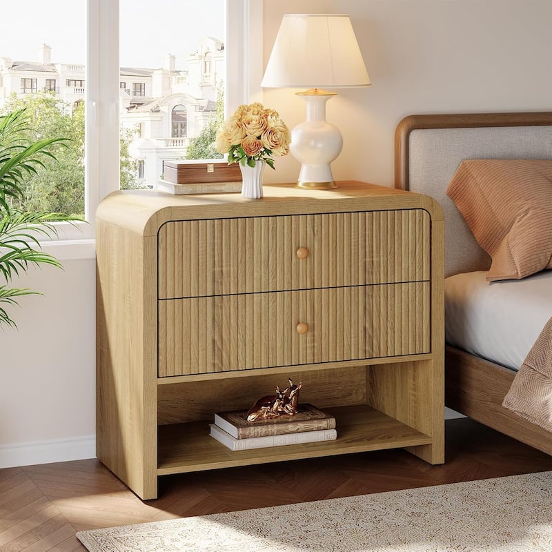 31.5 Inches Oversized Nightstand with 2 Drawers