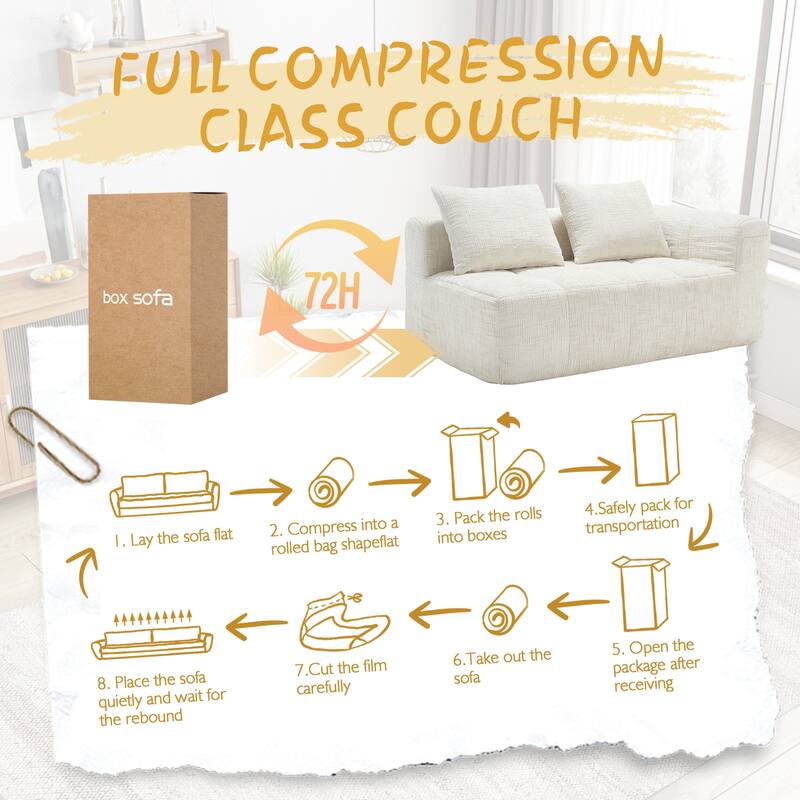 Chenille Loveseat Sofa, Minimalist Modular Sleeper for Living RoomS