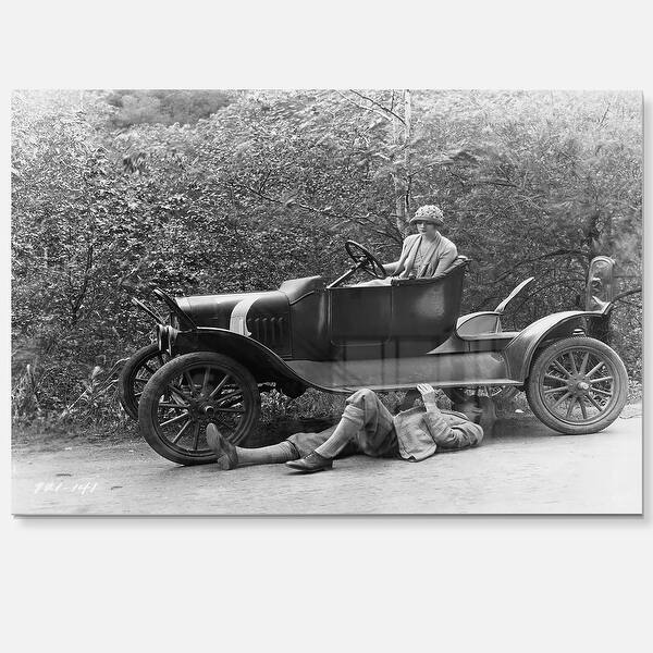 Vintage Car Repair Car Photography Glossy Metal Wall Art Bed Bath