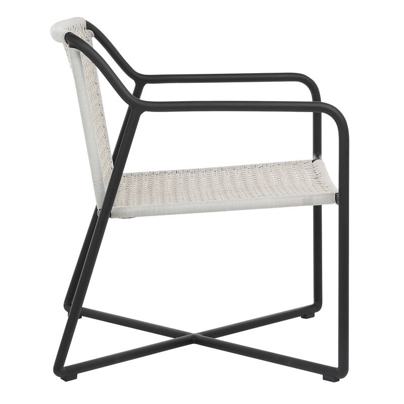 Catalina Indoor-Outdoor Grey and Black Woven Rope and Iron Occasional Chair