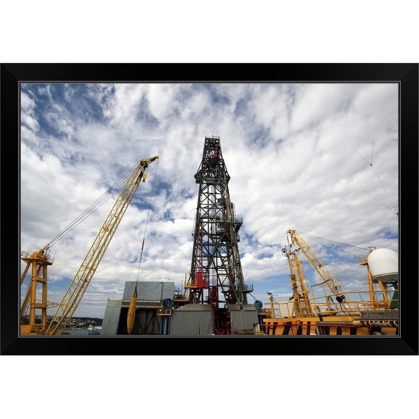 "Oil rig drilling derrick" Black Framed Print