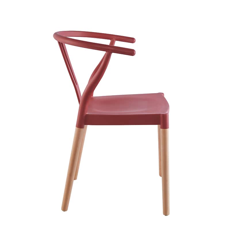 Porthos Home Lyra Plastic Dining Chairs with Beechwood Legs, Set of 2