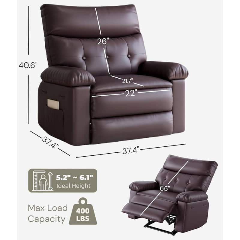 Oversized Manual Rocking Recliner Sofa Chair for Living Room Bedroom Relaxation