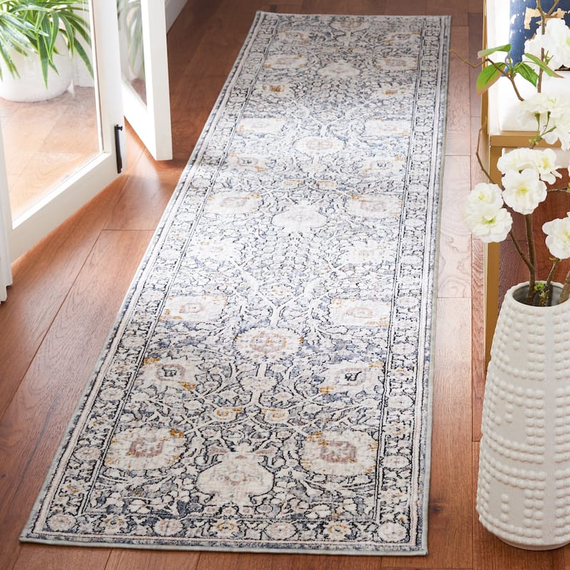 SAFAVIEH Moondust Evandra Vintage Oriental Rug - 2' x 9' Runner - Ivory/Grey