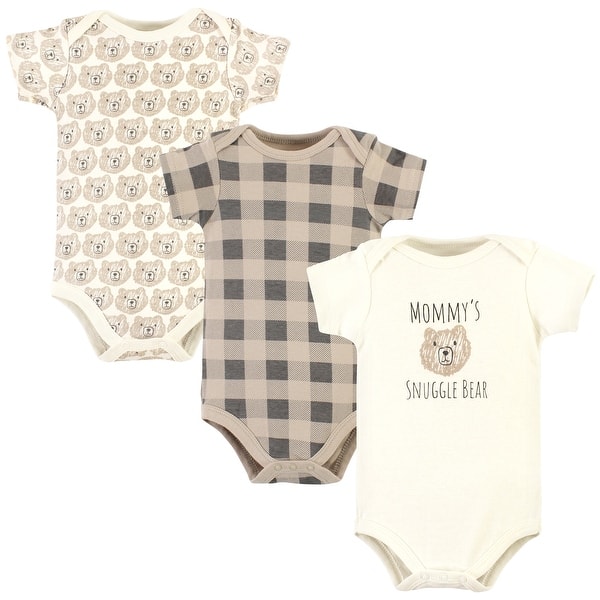 slide 1 of 1, Hudson Baby Cotton Bodysuits, Snuggle Bear 12-18 Months - Snuggle Bear 3 Pack
