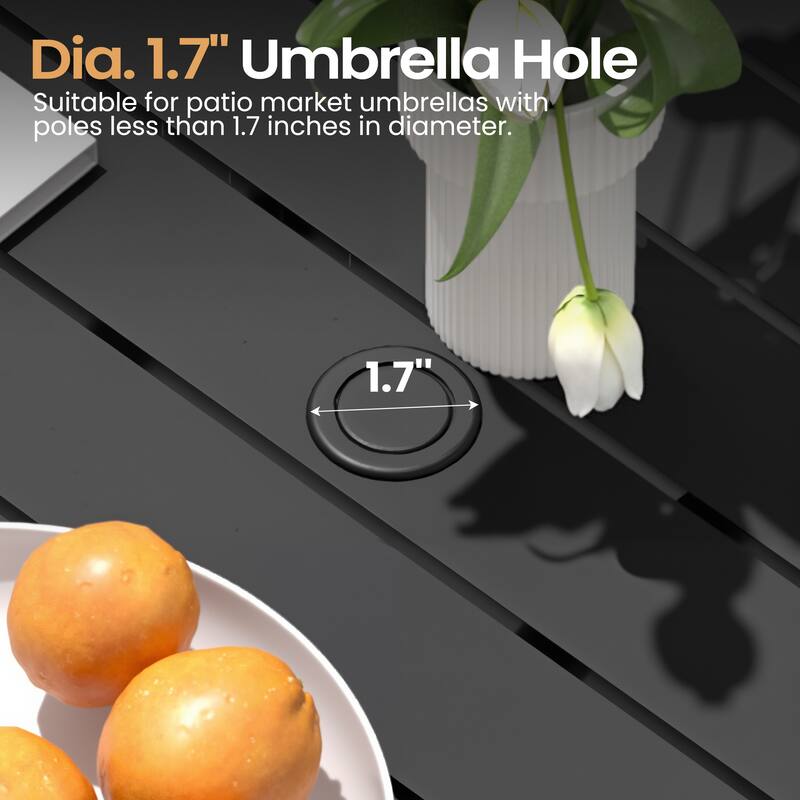 7/9-PC Outdoor Aluminum Dining Table Set with Stackable Chairs Umbrella Hole