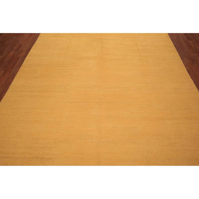 Modern Yellow Gabbeh Area Rug Hand-Knotted Wool Carpet - 6'6" x 9'9"