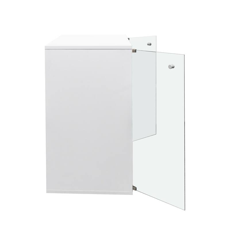 Roomfitters 4-Tier Shoe Display Cabinet, Stackable Wooden Shoe Storage Box with Glass Door and RGB LED Light