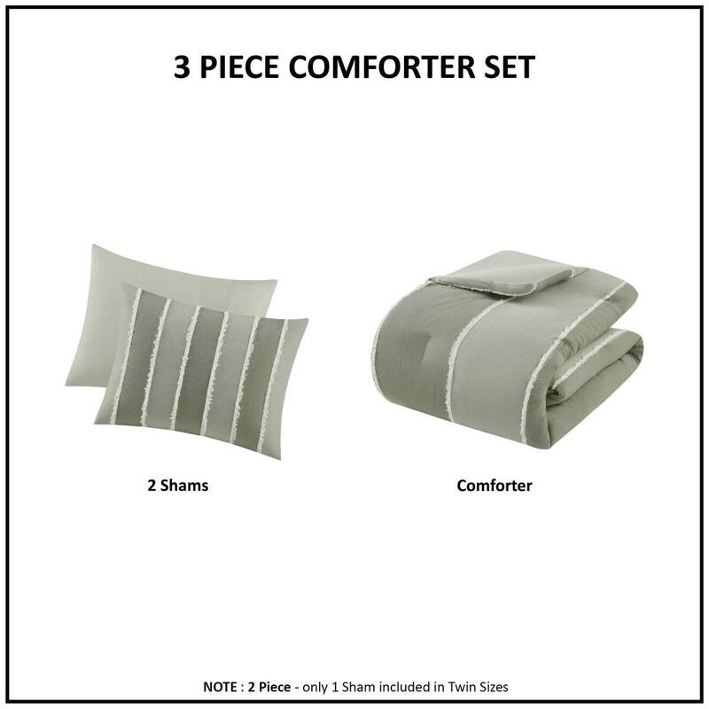 GDF Studio - Marceline Striped Cotton 3-Piece Comforter Set with Clip Jacquard Trim