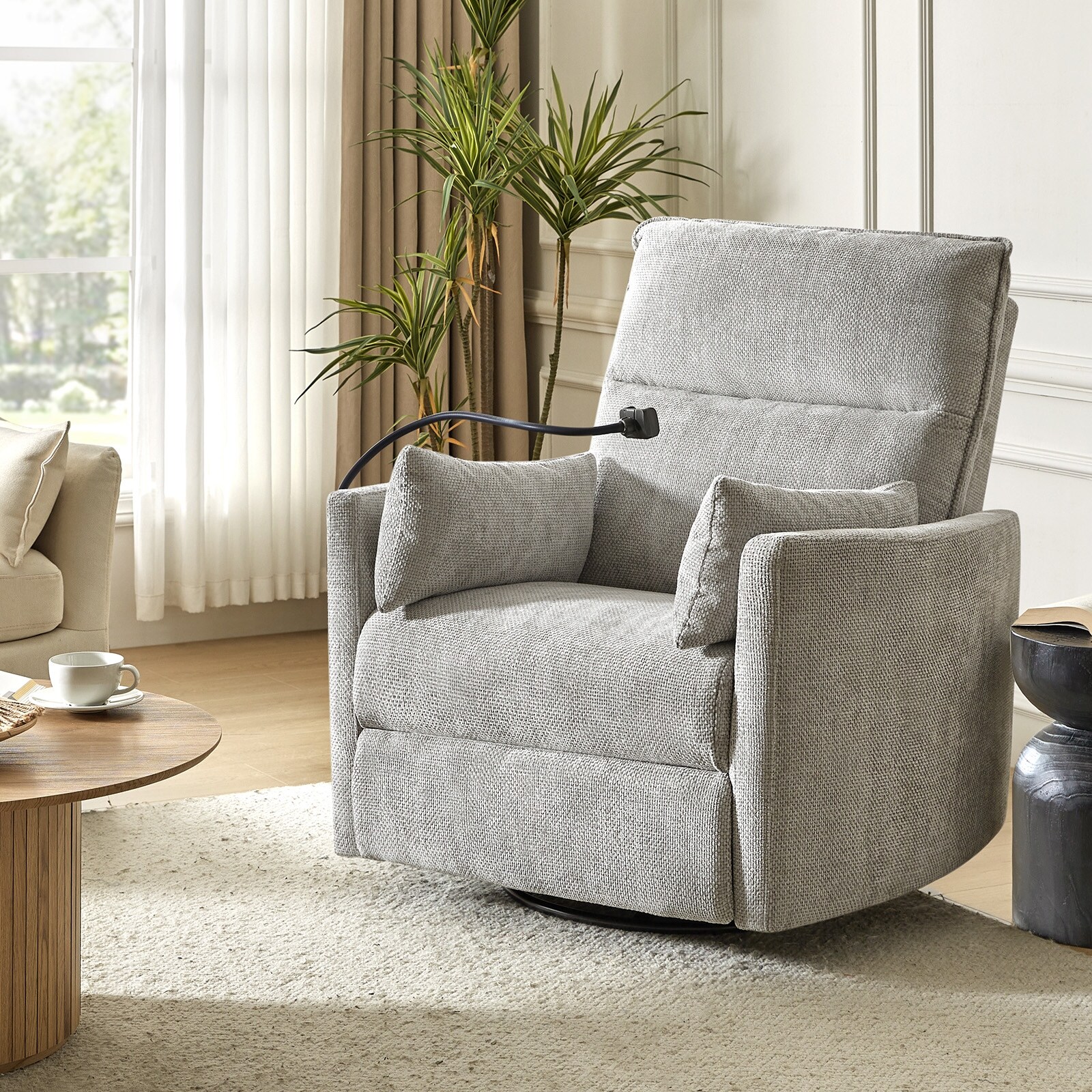Barry Modern 38" Power Rocking Swivel Nursery Recliner with USB Ports by HULALA HOME