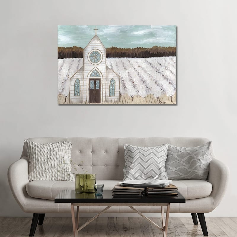 iCanvas "Farm Sketch Church Landscape" by Kathleen Bryan Canvas Print - 32x48x1.5