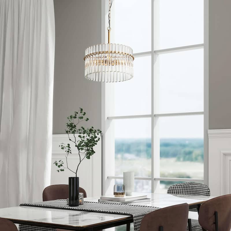 Casandra 4-Light Brushed Brass Crystal Chandelier - 16.1 inches in diameter x 18.4 inches H