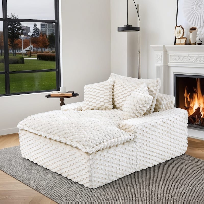51" Oversized Chaise Lounge Upholstered Chair Indoor Single Sofa with 2 Pillows for Living Room Bedroom
