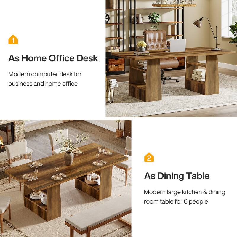 63” Conference Table with Storage Rectangular Meeting Table for Office - N/A