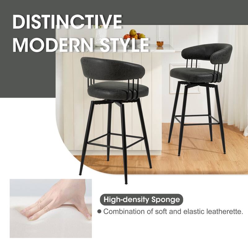 Glitzhome Set of 3 Leatherette Adjustable Swivel Bar Stool Pub Table Set