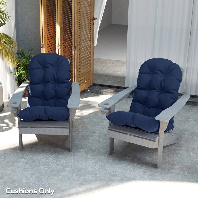 Outsunny Outdoor Adirondack Chair Cushions Set of 2, Tufted High Back Patio Chair Cushions, Adirondack Cushions