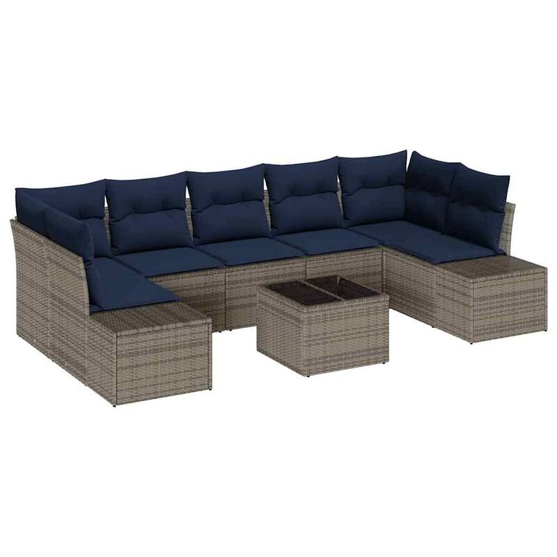 vidaXL 8 Piece Garden Sofa Set with Cushions - 113.8×60.6×27.2