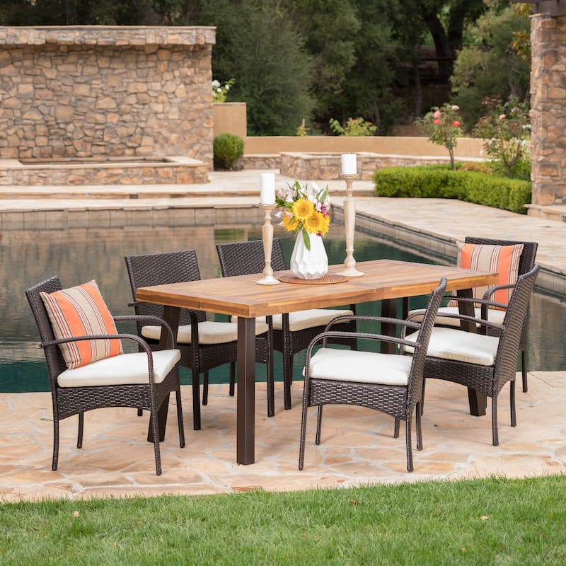 Bavaro 7-piece Acacia Outdoor Dining Set by Christopher Knight Home