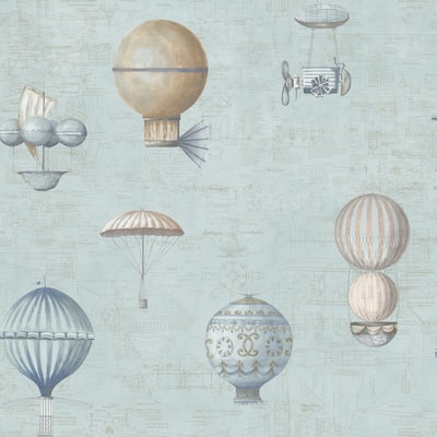Galerie Wallcoverings Nostalgie Collection Air Ships Balloons Effect Non-woven Metallic Wallpaper Roll