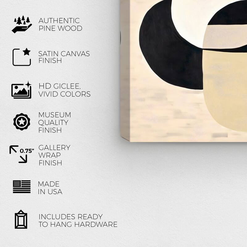 Wynwood Studio Canvas Abstract Brooch of my necklace Black and Vanilla Modern & Contemporary Wall Art Canvas Print