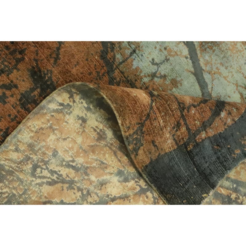Hand-knotted Modern Silk Brown Abstract Oriental Area Rug - 8' 0'' X 4' 11''