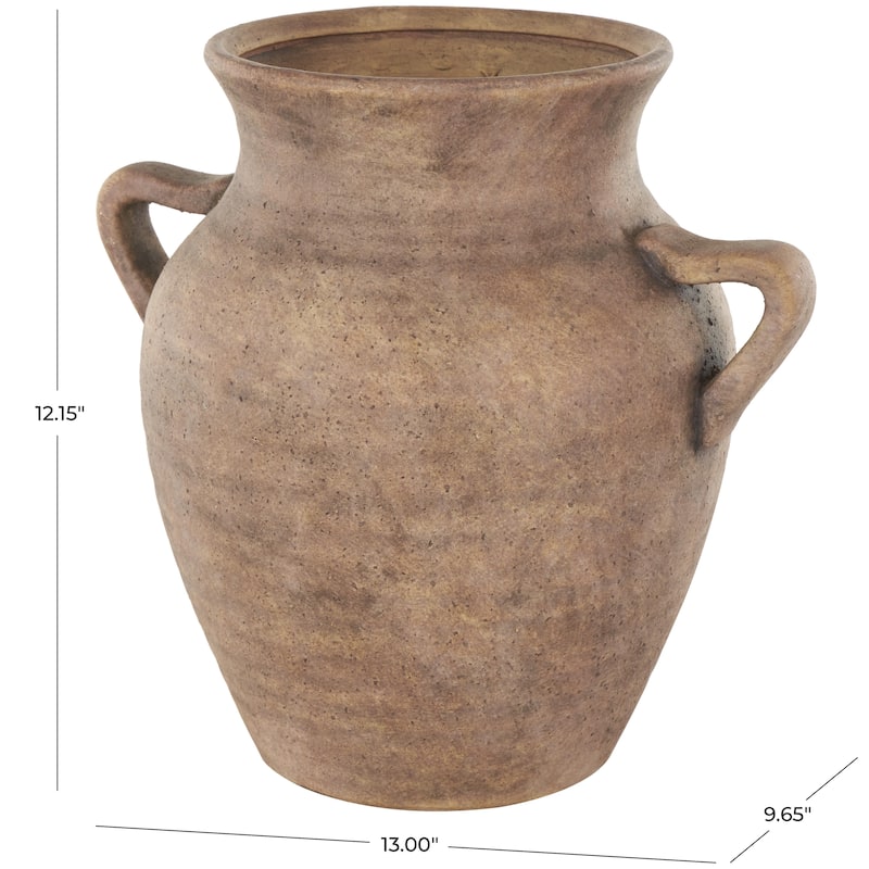Ceramic Antique Style Textured Vase with Handles - Copper or White - Roche River Decor